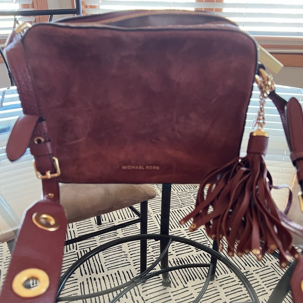 Michael Kors suede camera bag